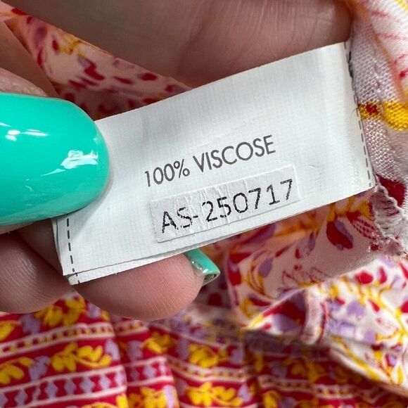 Poupette St Barth Camila Floral Pattern V-Neck Mini Dress Red Size Medium - Picture 6 of 8